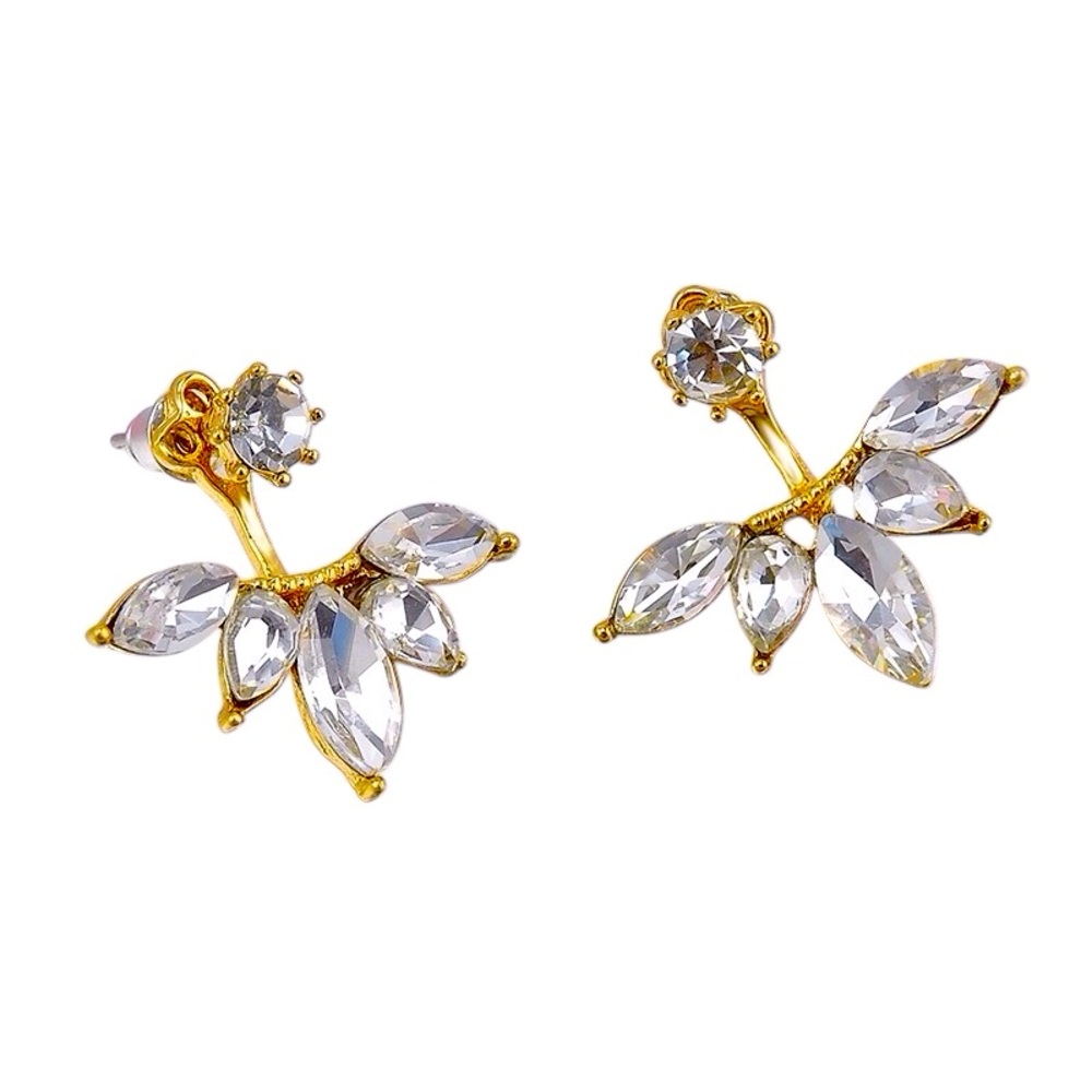 Crystal Double Sided Earrings Women Color Gold
